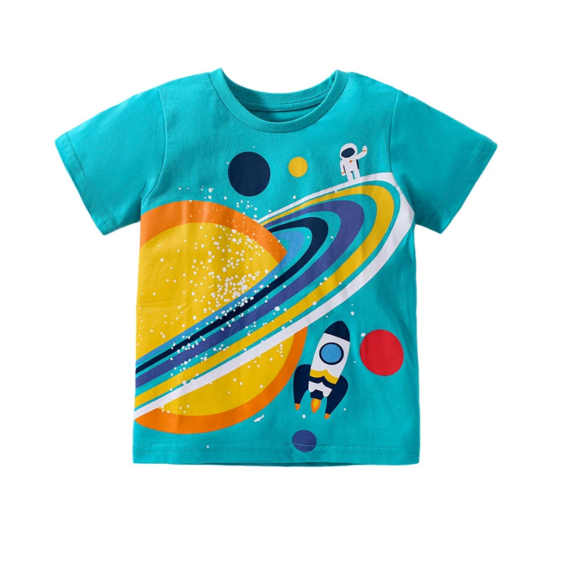 Universe Astronaut Planet Print Summer Boys T-Shirt childrensterritory