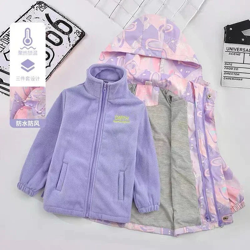 Girls’ Full-Sleeve Printed Hooded Jackets