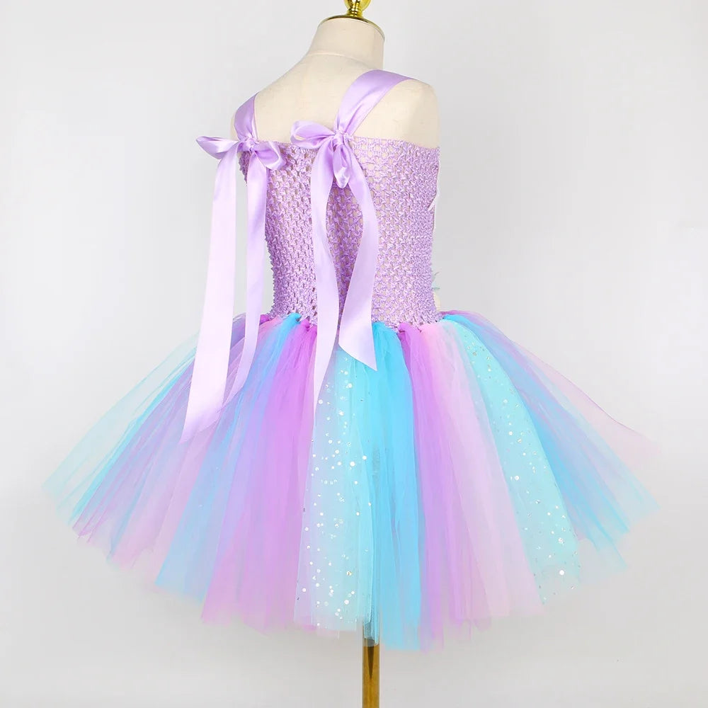 Girls Mermaid Style Tutu Princess Birthday/Halloween Party Dresses