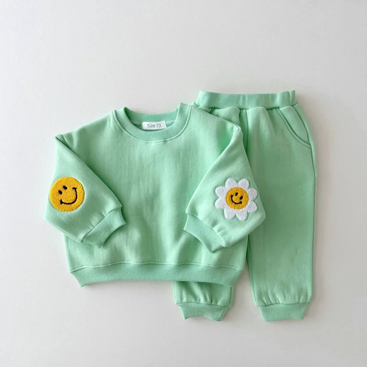 Baby Girls/Boys Patched Sweatshirt + Pants 2pcs Tracksuit