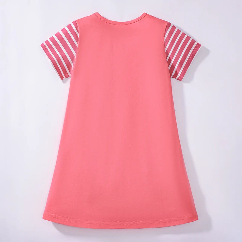 Cartoon Mouse and Floral Embroidered Summer Dress for Girls childrensterritory