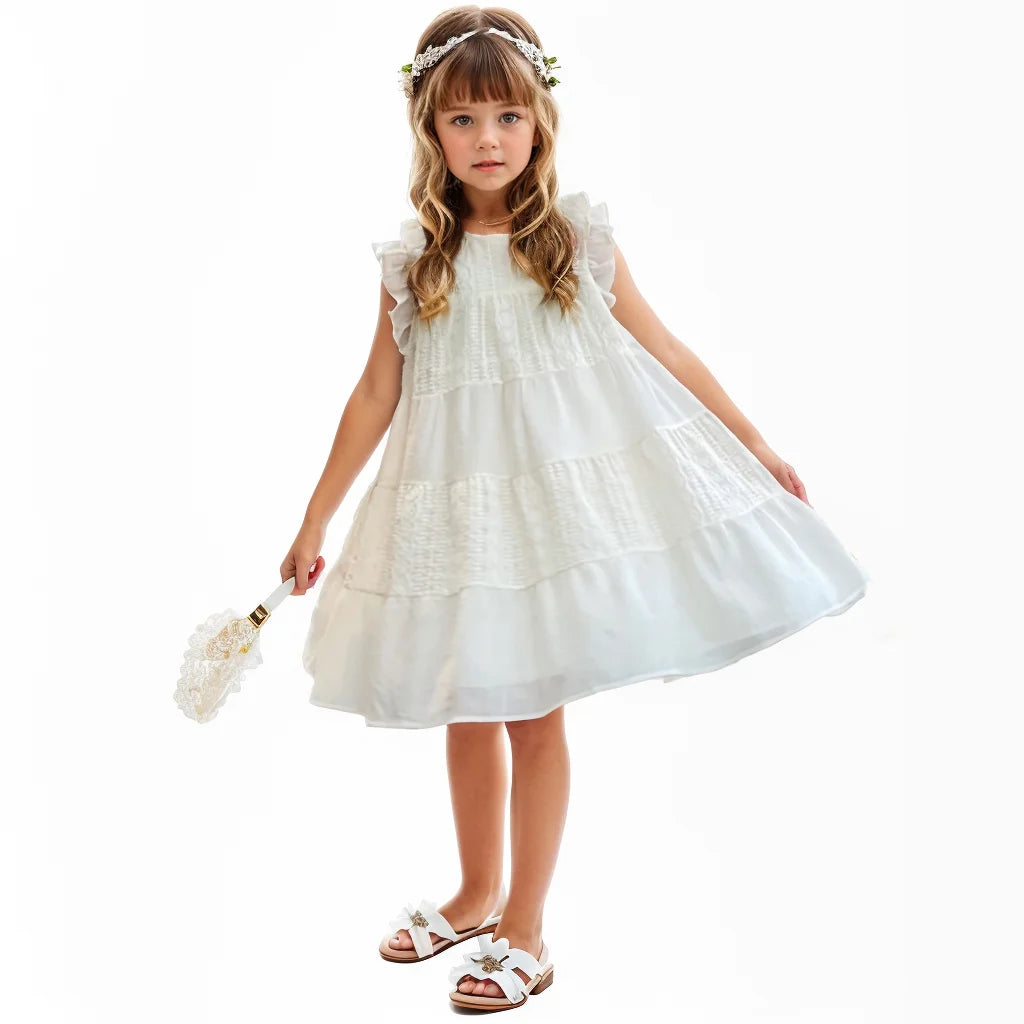 Young Girls Floral Embroidery Summer Party Dress childrensterritory