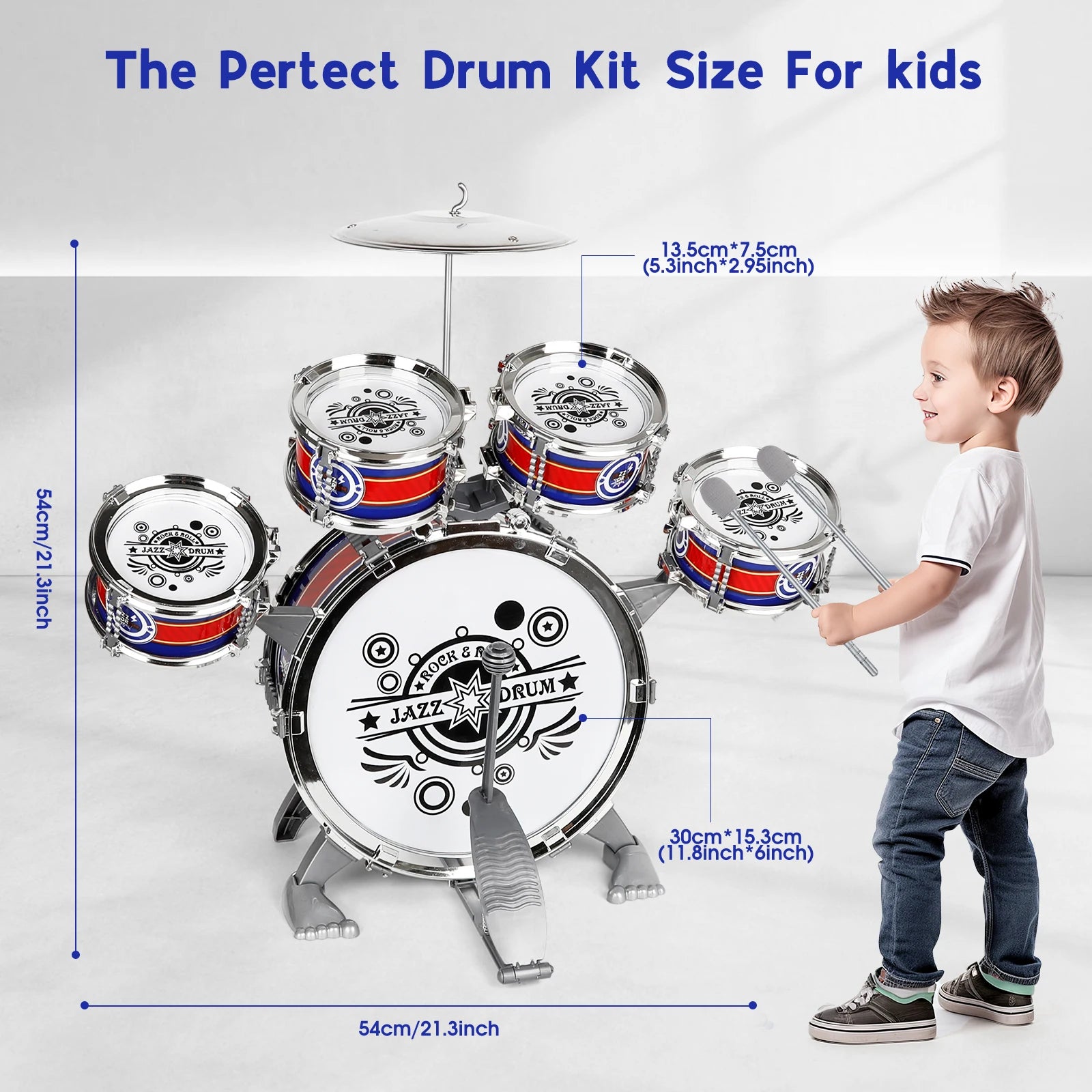 Kids Musical Instruments Toy- Mini Jazz Drum Set with Stool