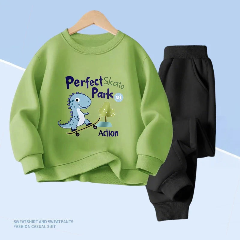 Kids 2pcs Dinosaur Printed Hoodie + Pants Set