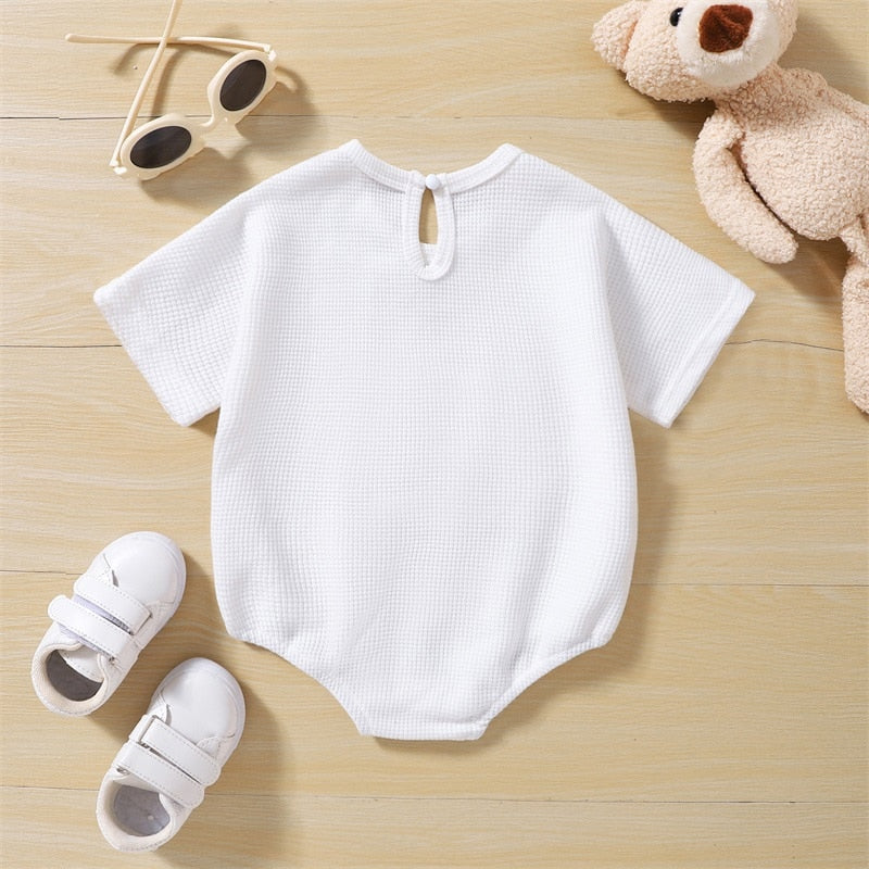 Baby Boys/Girls Bear Embroidery Waffle Bodysuit childrensterritory