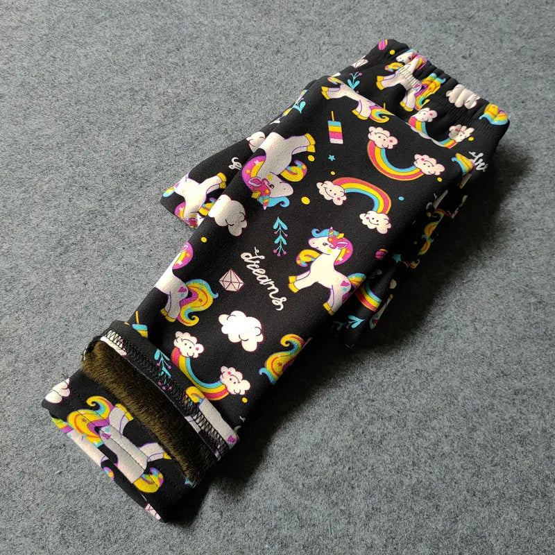 Printed Warm Velvet Leggings for Kids Girls childrensterritory