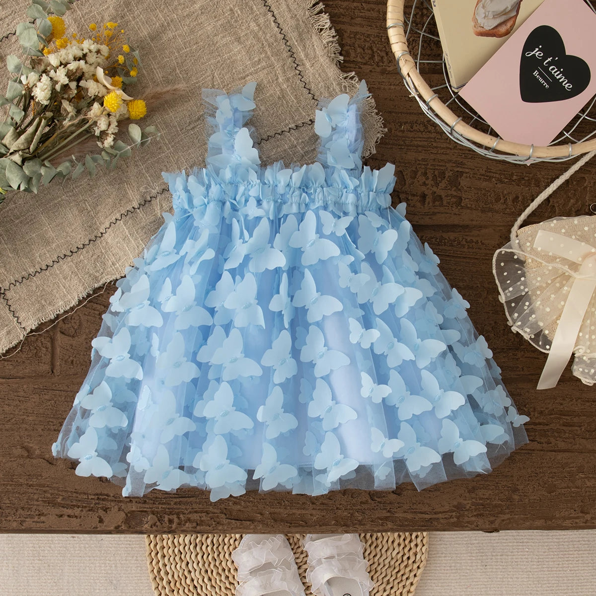 Baby Girls Butterfly Embellished Sweet Princess Dresses