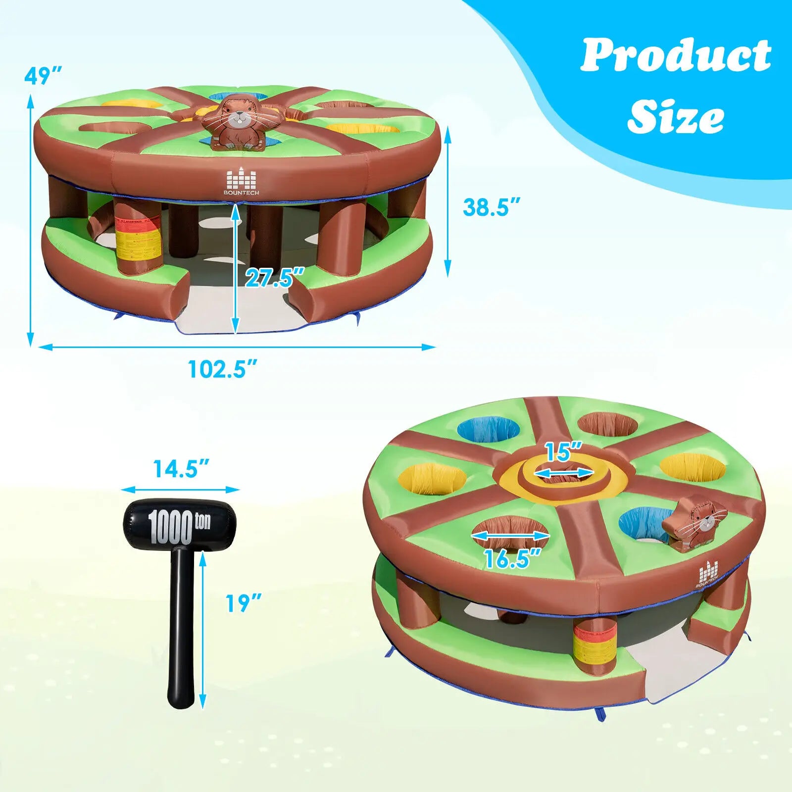 Kids Inflatable Whack-a-Mole Themed Game with 480W Blower childrensterritory