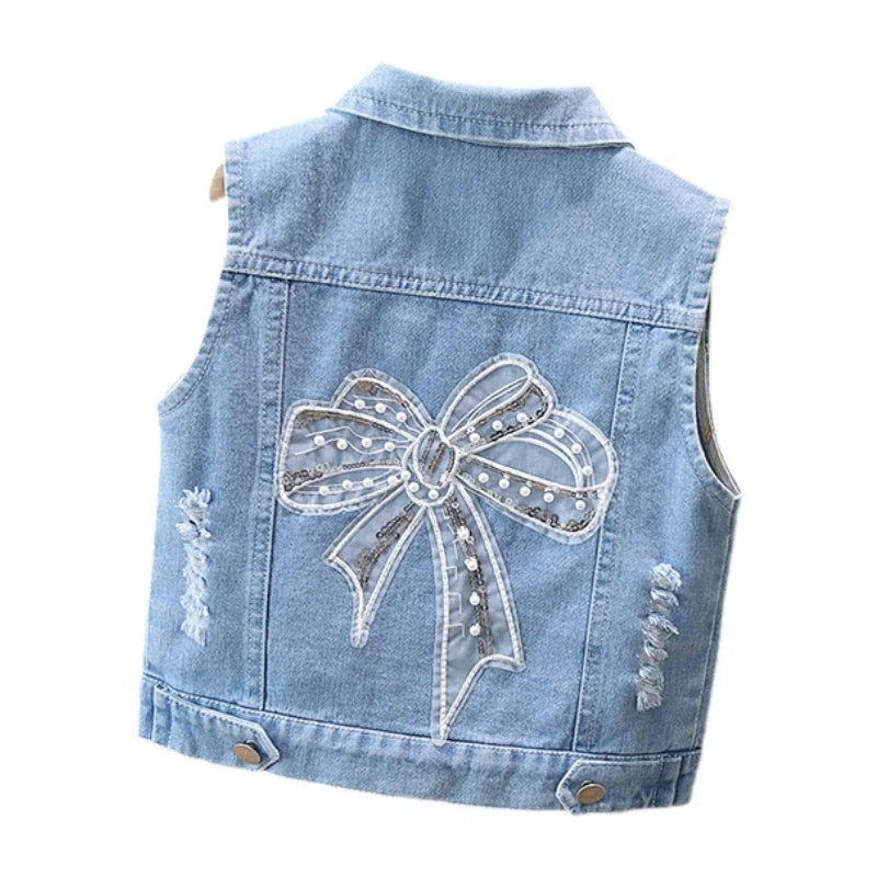 Baby/Kids Stylish Flower Print Denim Vests childrensterritory