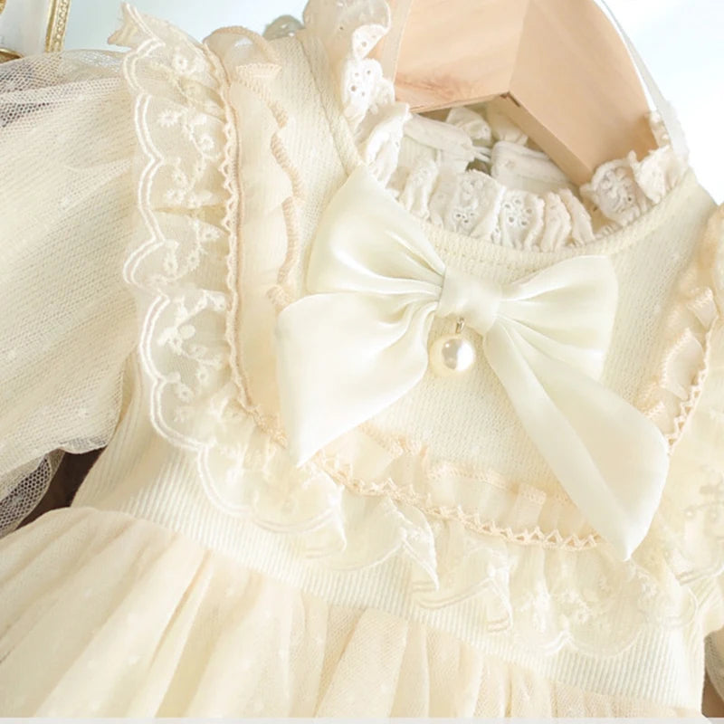 Baby Girl Fluffy Tutu Lace Design Baptism Party Dresses childrensterritory