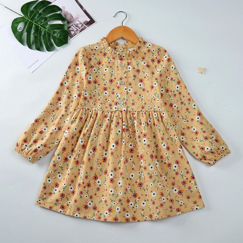Kids Girls Long Sleeve Floral Party Dresses childrensterritory