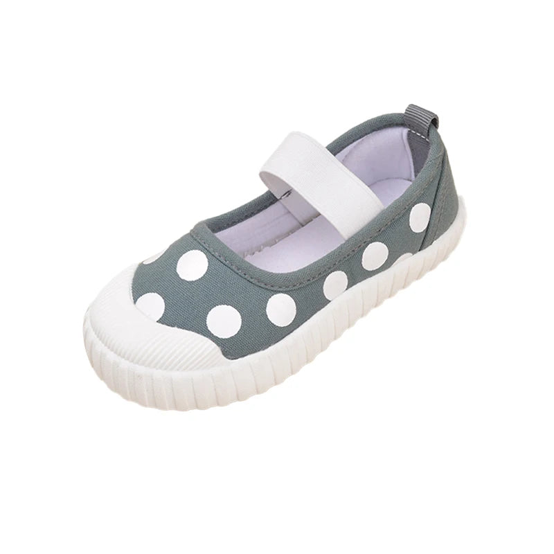 Cute Polka Dot Soft Soled Kids Canvas Indoor Sneakers childrensterritory