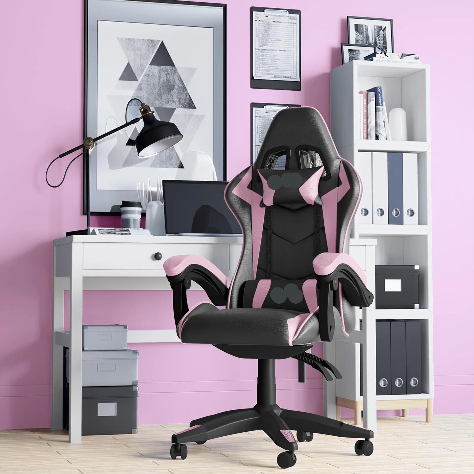 PU Leather Gaming Chair with Headrest and Lumbar Support childrensterritory