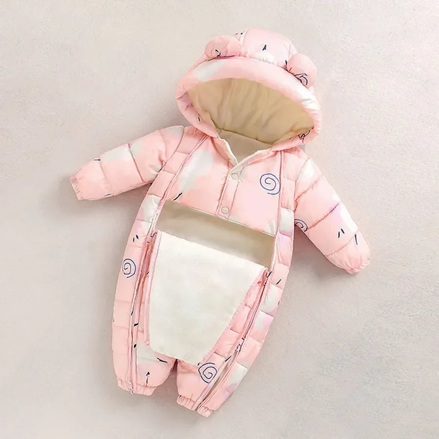 Newborn Thicken Hooded Autumn Winter Romper childrensterritory