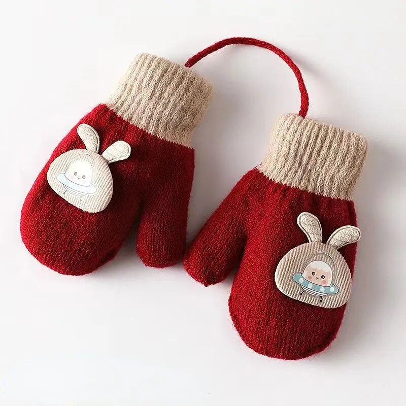 Cartoon Design Knitted Warm Gloves for Baby/Kids childrensterritory
