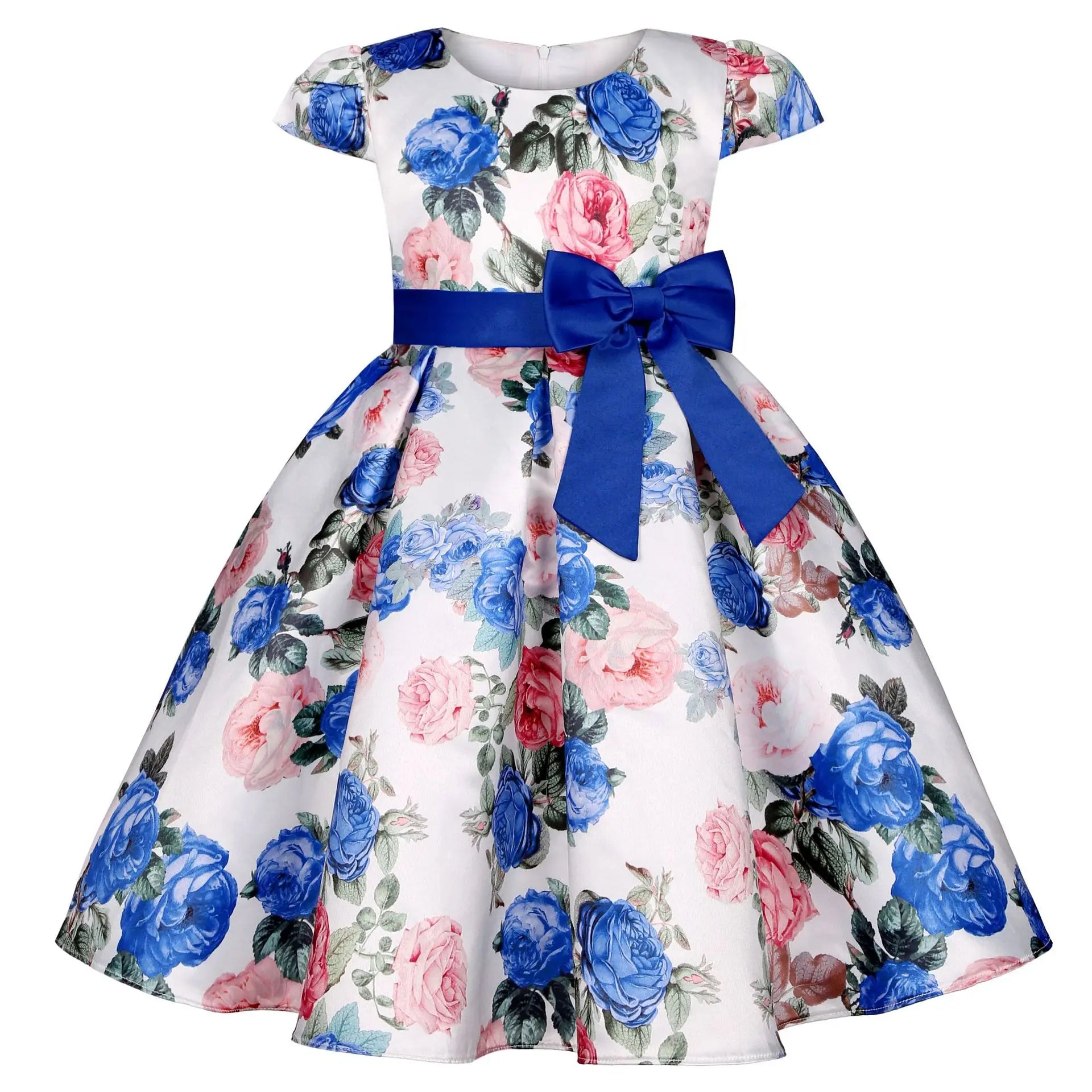 Flower Print Kids Girls Elegant Birthday Party Dresses childrensterritory