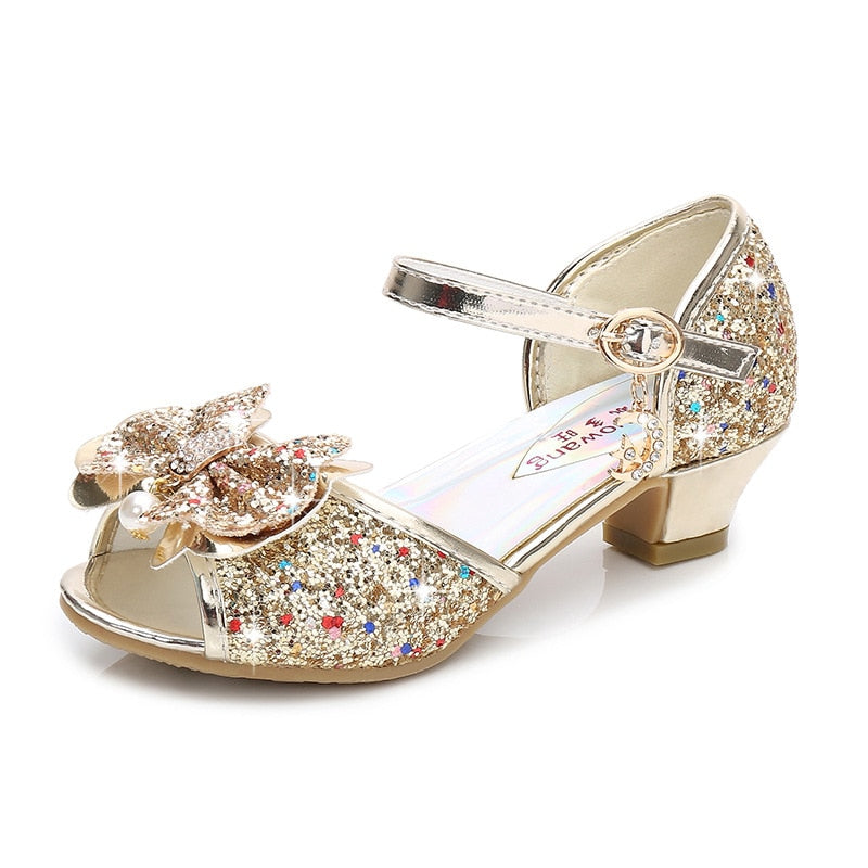 Kids Girls Shiny Bowtie Princess Sandals Wedding Shoes childrensterritory