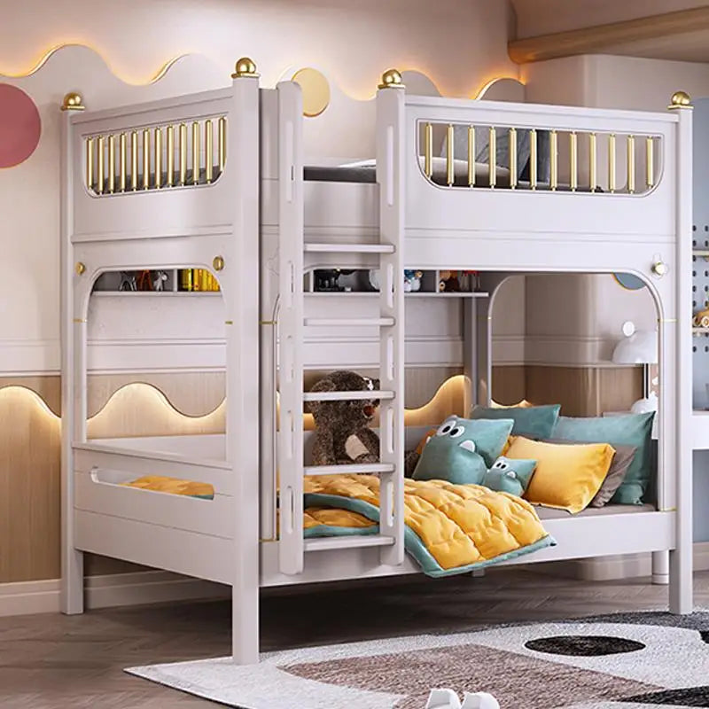 Multifunctional Kids Bunk Bed with Safety Fence and Storage childrensterritory
