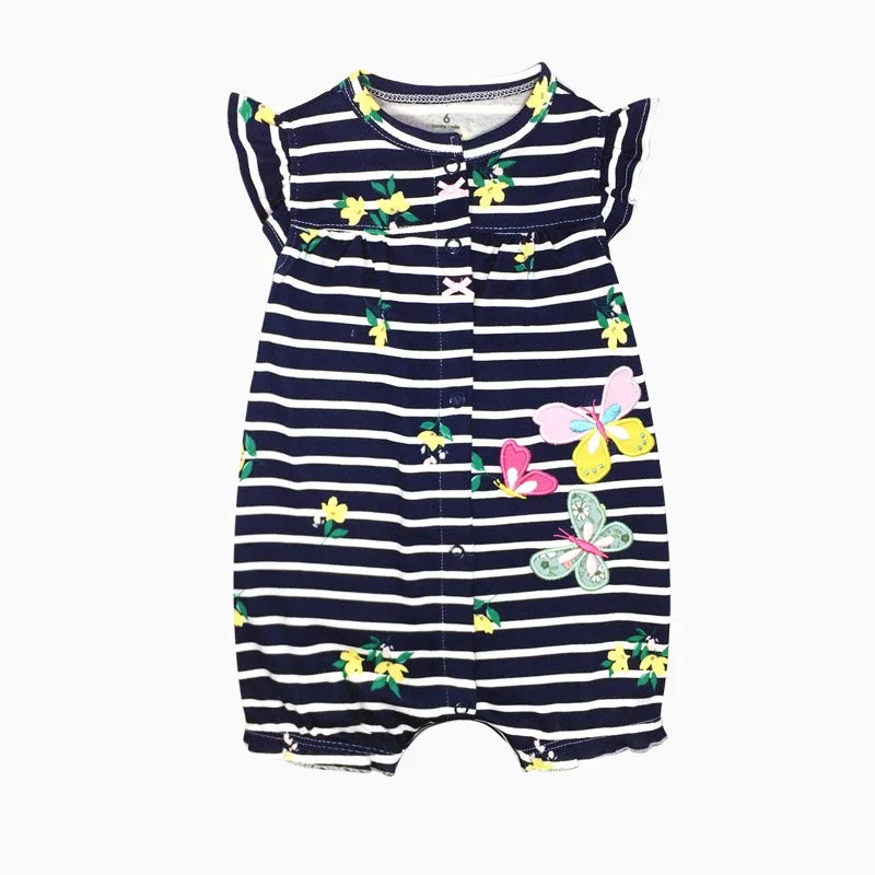 Baby Cartoon Print Cotton Short-Sleeve Summer Romper childrensterritory