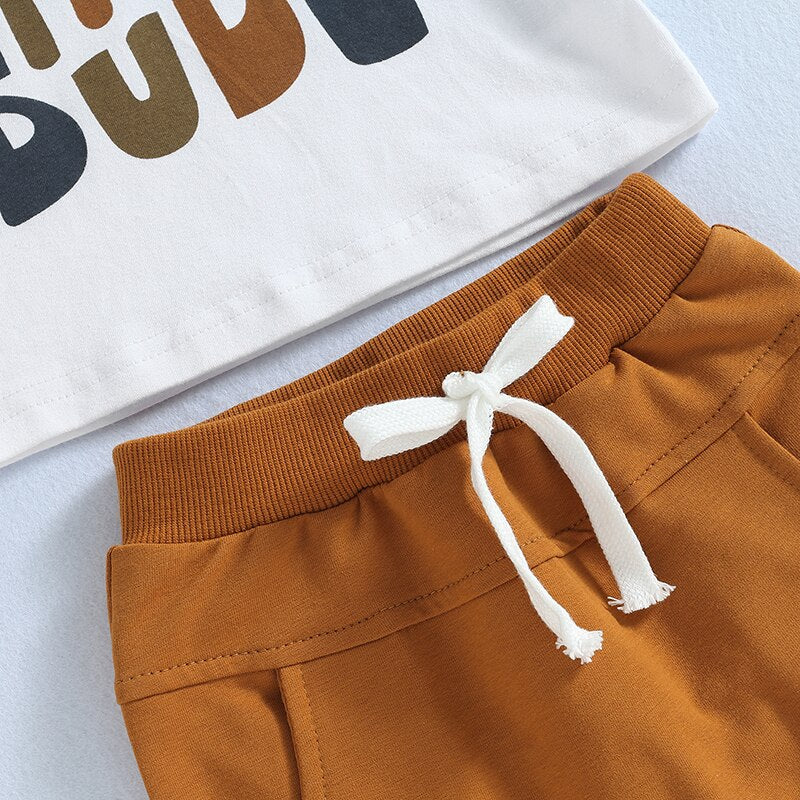 Baby Boy Letter Print T-Shirts and Solid Shorts Summer Set childrensterritory