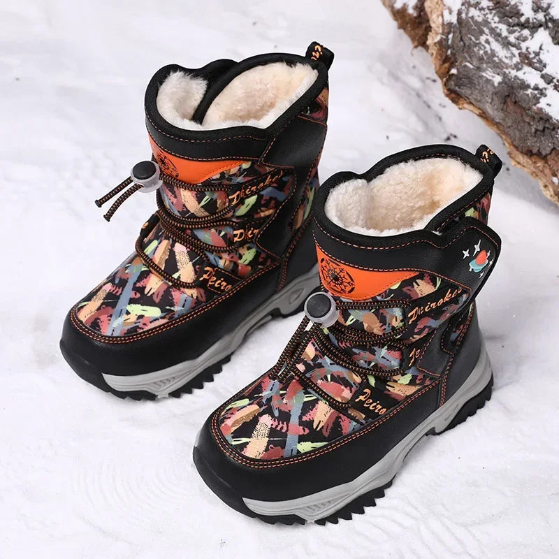 Kids High Top Plush Waterproof Warm Snow Boots
