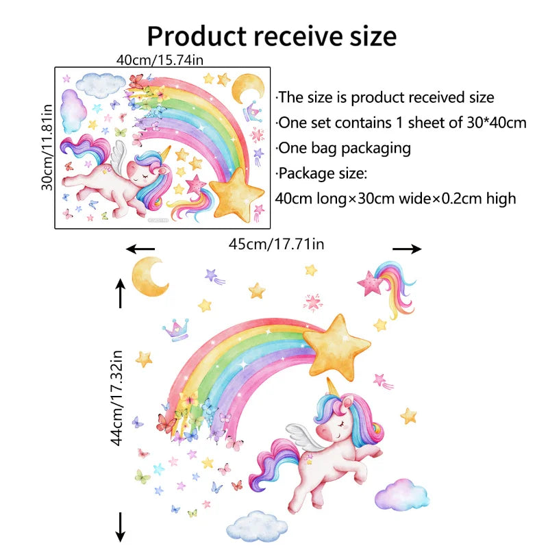 Shine In The Dark Unicorn Stars Wall Stickers for Bedroom childrensterritory