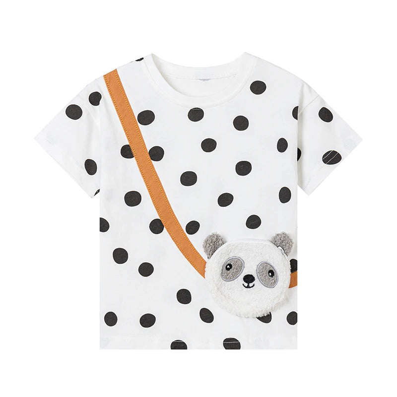 Girls Cute Panda Cartoon Design Summer Clothing Set childrensterritory