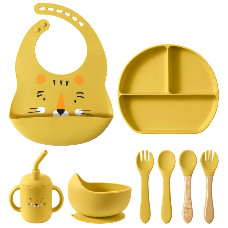 4/5/8Pcs Durable Silicone Tableware Set for Toddlers childrensterritory