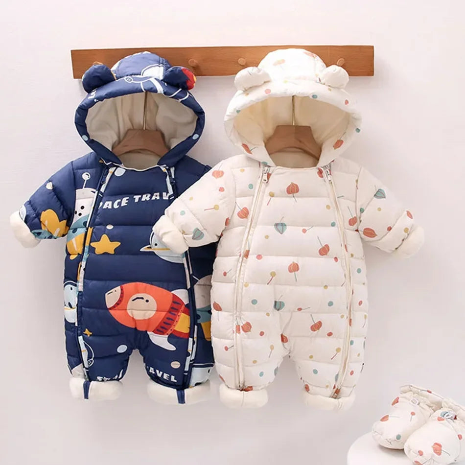 Newborn Thicken Hooded Autumn Winter Romper childrensterritory