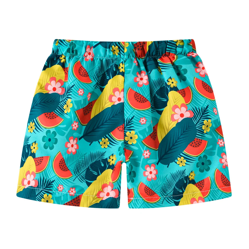 Cartoon Print Kids Boys Summer Swimming Trunks