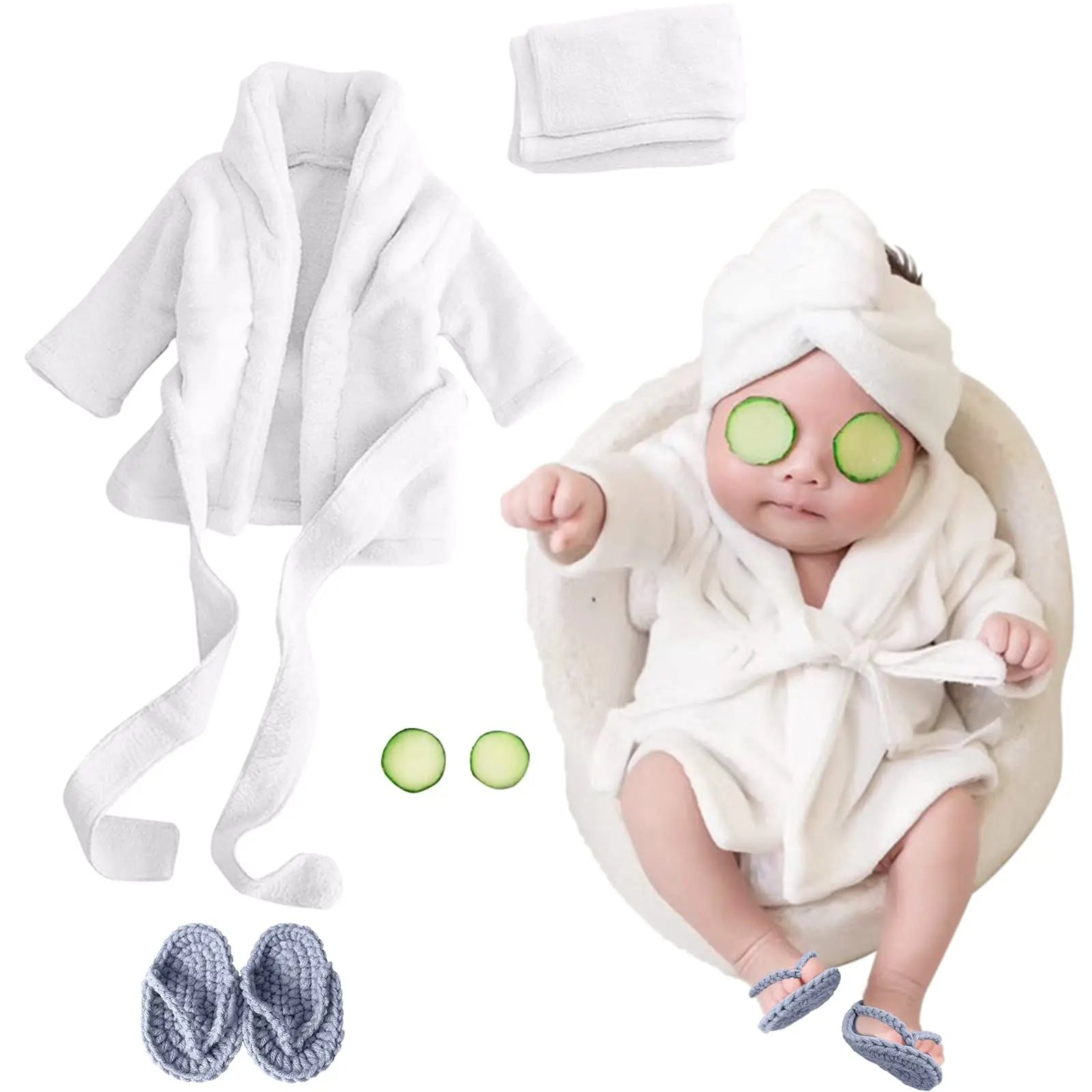 5PCS Bathrobes Outfit Props Set for Newborn Photography