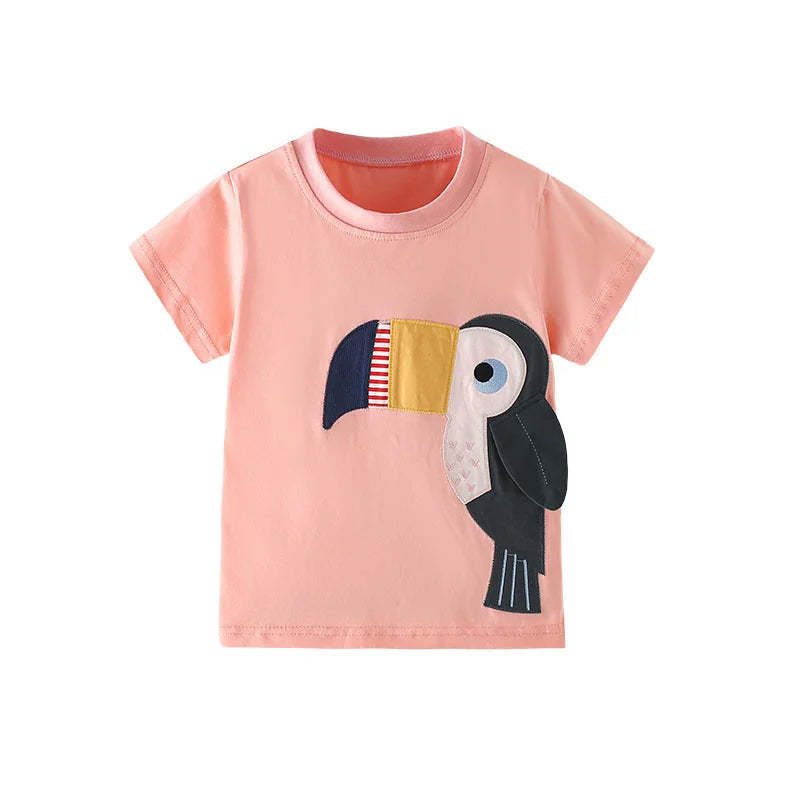 Kids Girls Cartoon Design Cotton Summer Tees/Tops childrensterritory