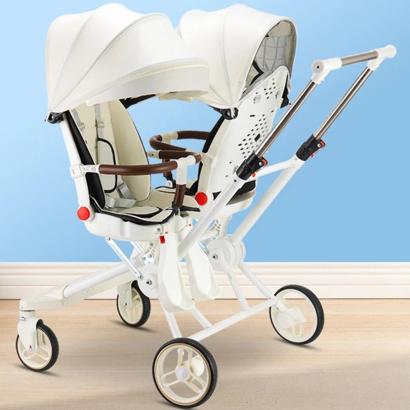 Foldable Four-wheeled Twin Baby Stroller childrensterritory