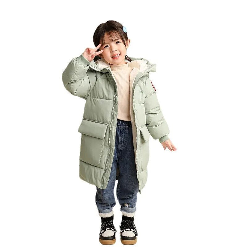 Long Korean Style Down Cotton Jacket for Kids Unisex childrensterritory