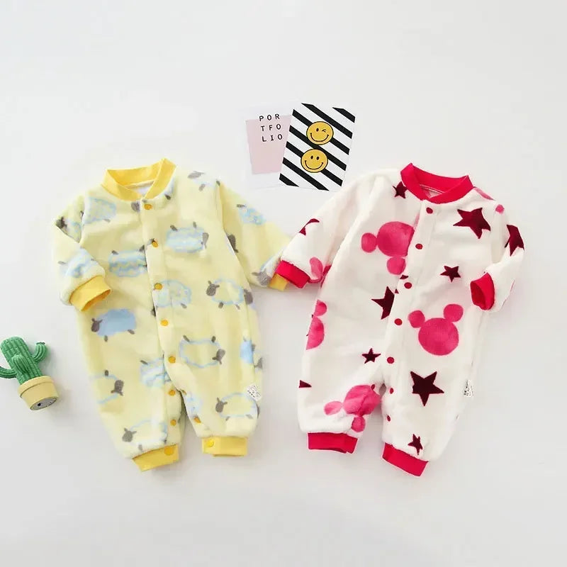 Soft Flannel Warm Printed Baby Romper for Winter