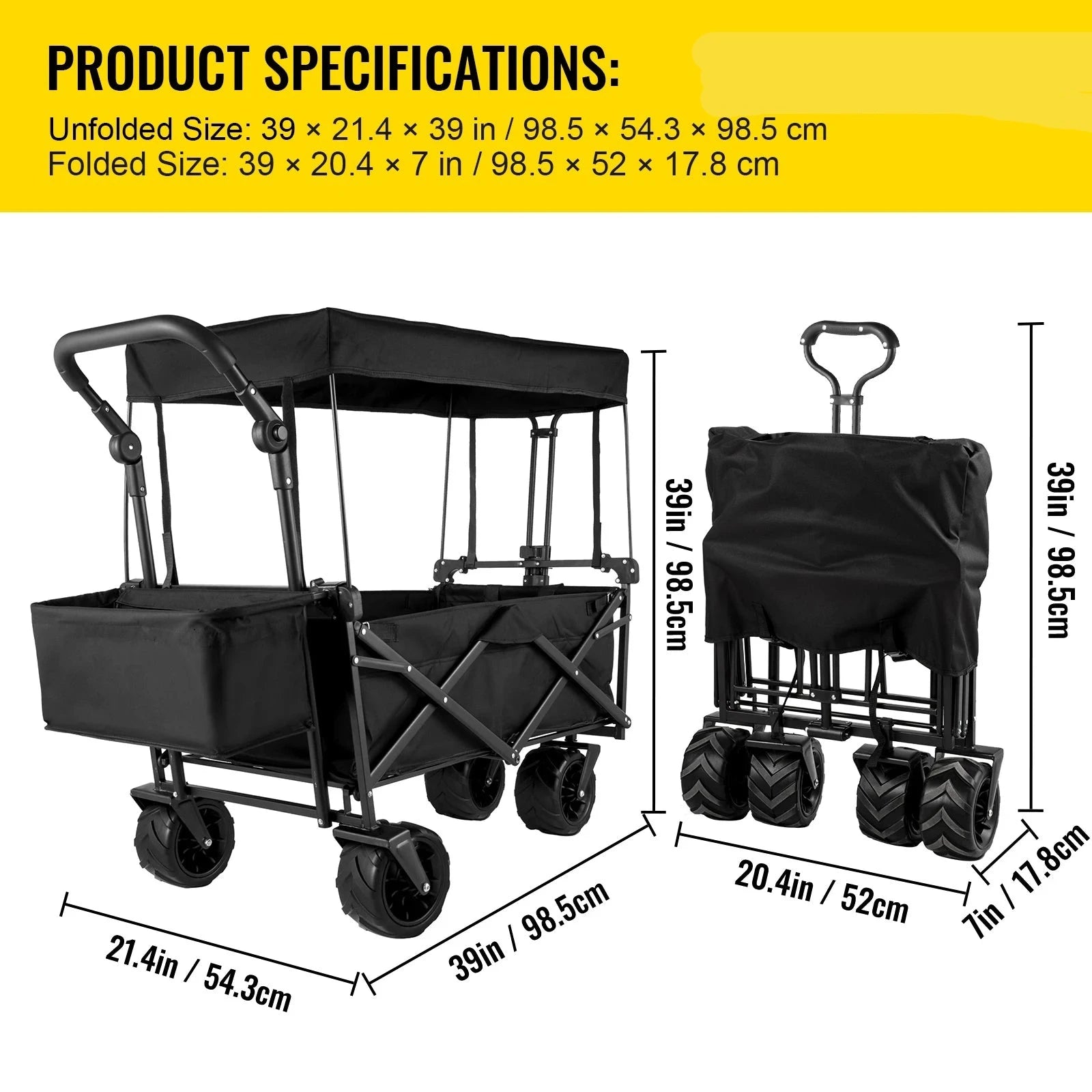 Folding Wagon Utility Carts With Removable Canopy & Wheels childrensterritory
