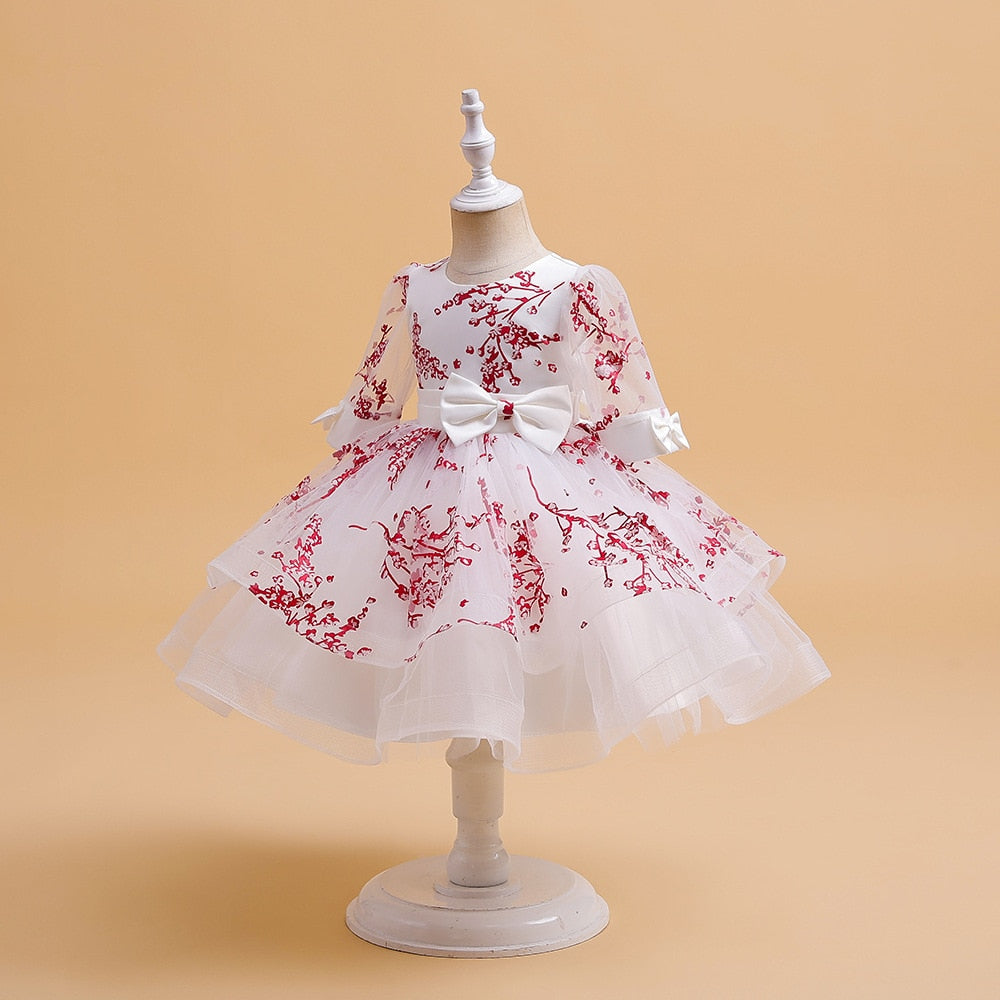 Flower Embroidery Tulle Princess Dresses for Kids Girl Birthday childrensterritory