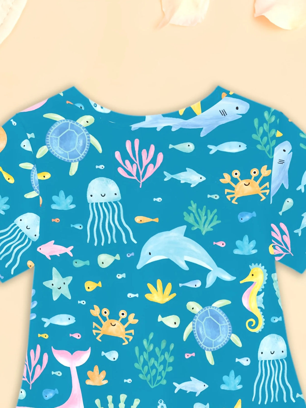 Kids Sea World Print Short Sleeve Dress for Girls