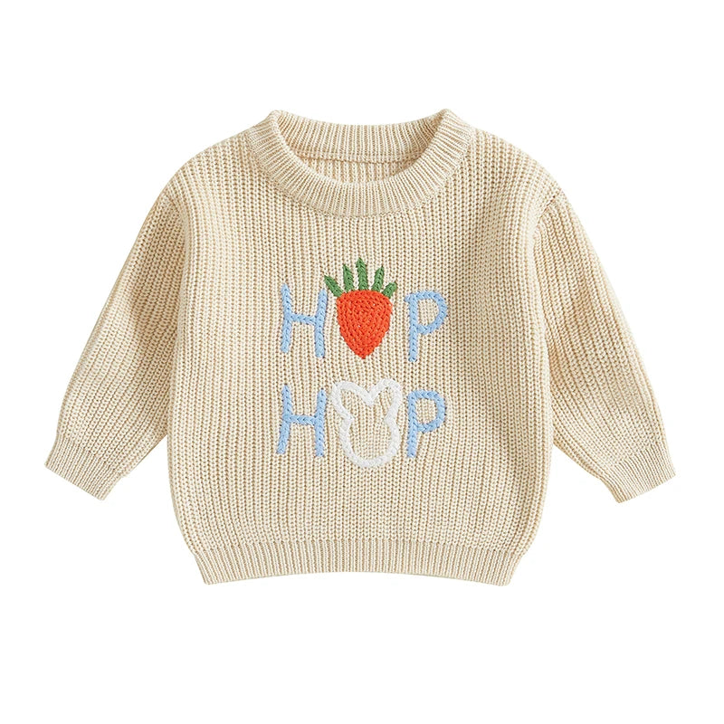 Toddler Girls Letter Print Knitted Warm Autumn Sweaters childrensterritory