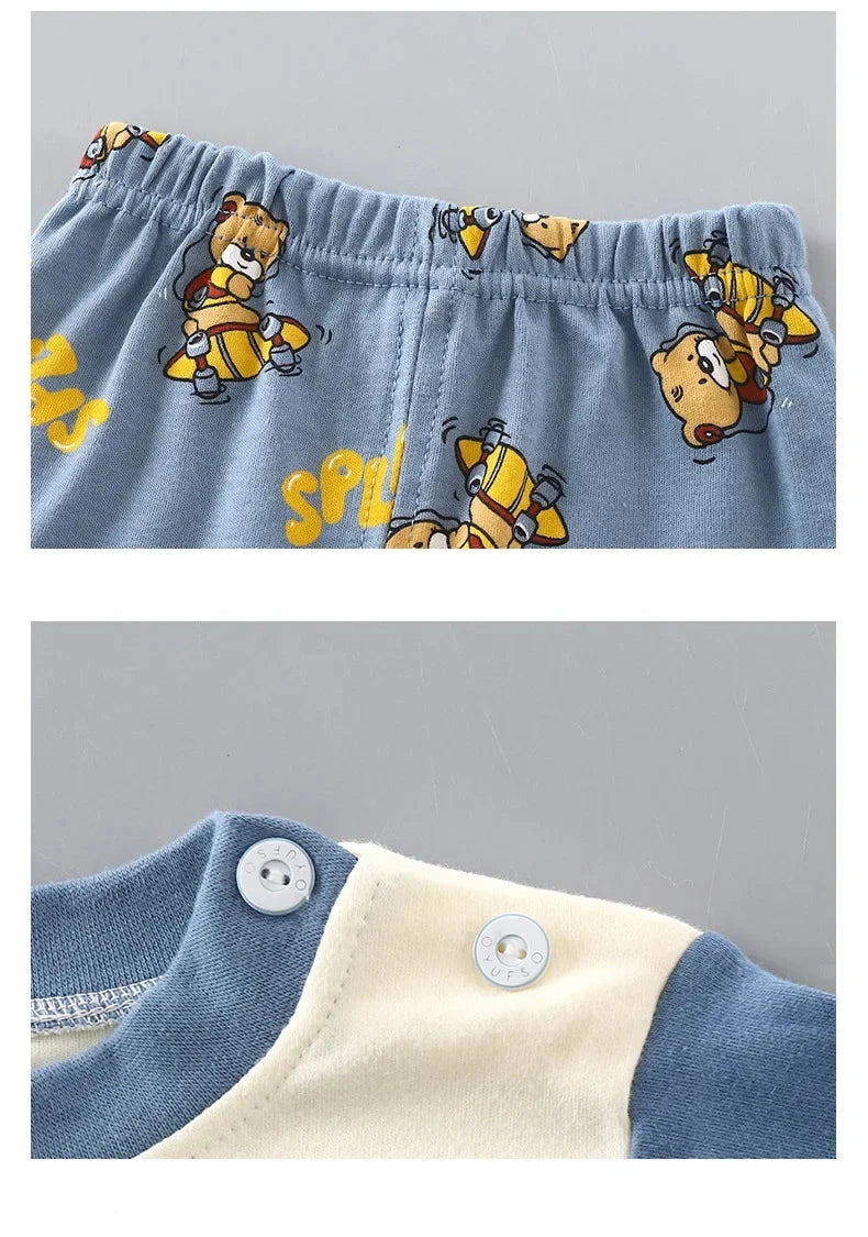 Little Boys and Girls Warm Cartoon Xmas Print Sleepwear Sets childrensterritory
