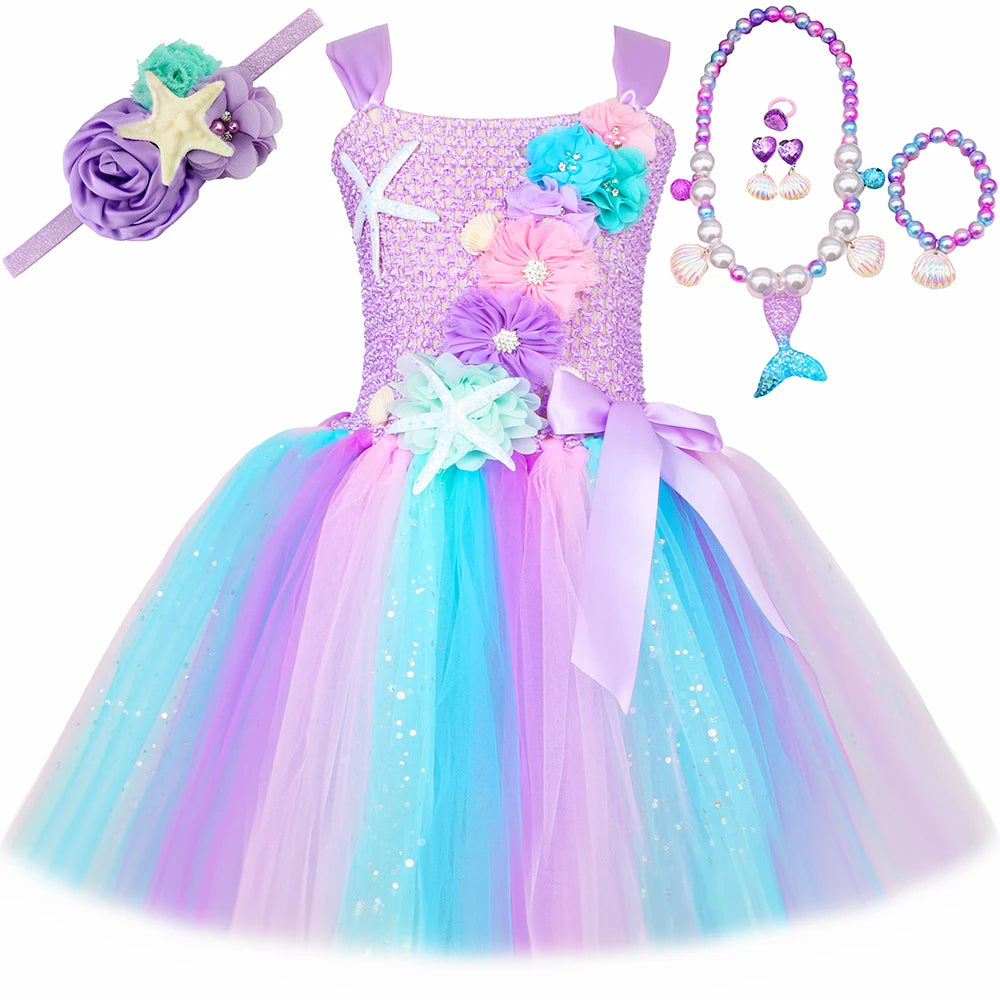 Girls Mermaid Style Tutu Princess Birthday/Halloween Party Dresses