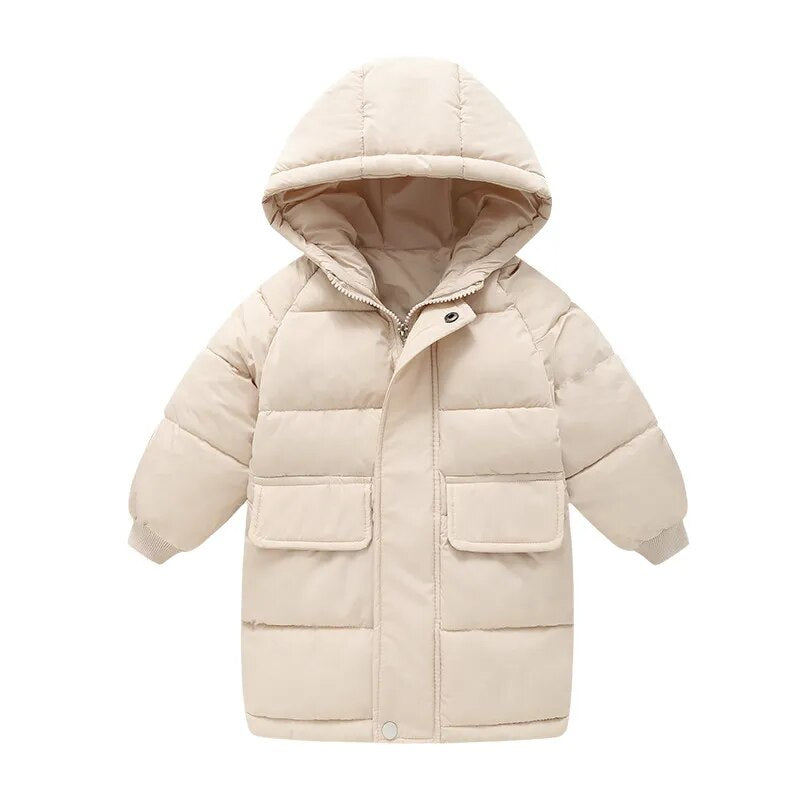 Kids Girls Mid-Length Hooded Windbreaker Coats childrensterritory