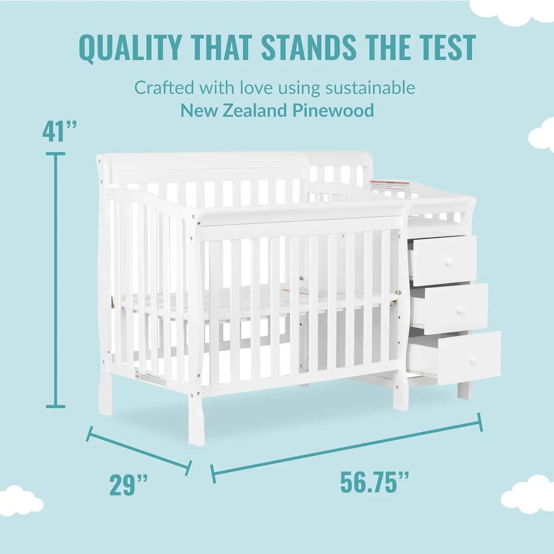 4-in-1 Baby Mini Convertible Crib And Changer childrensterritory