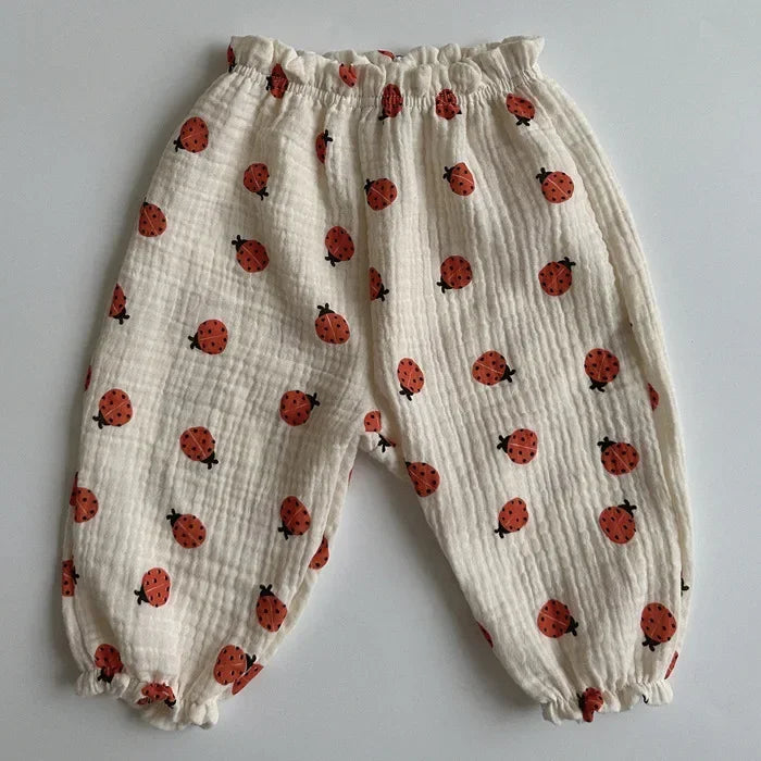 Printed Soft Cotton Girls Casual Pants childrensterritory