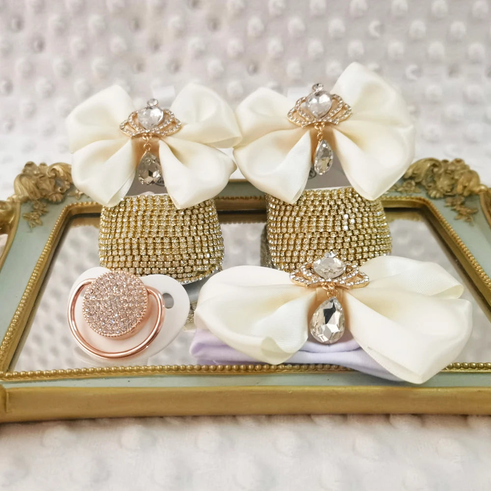 Luxury Keepsake Diamond Baby Bottles and Shoes Headband Set childrensterritory
