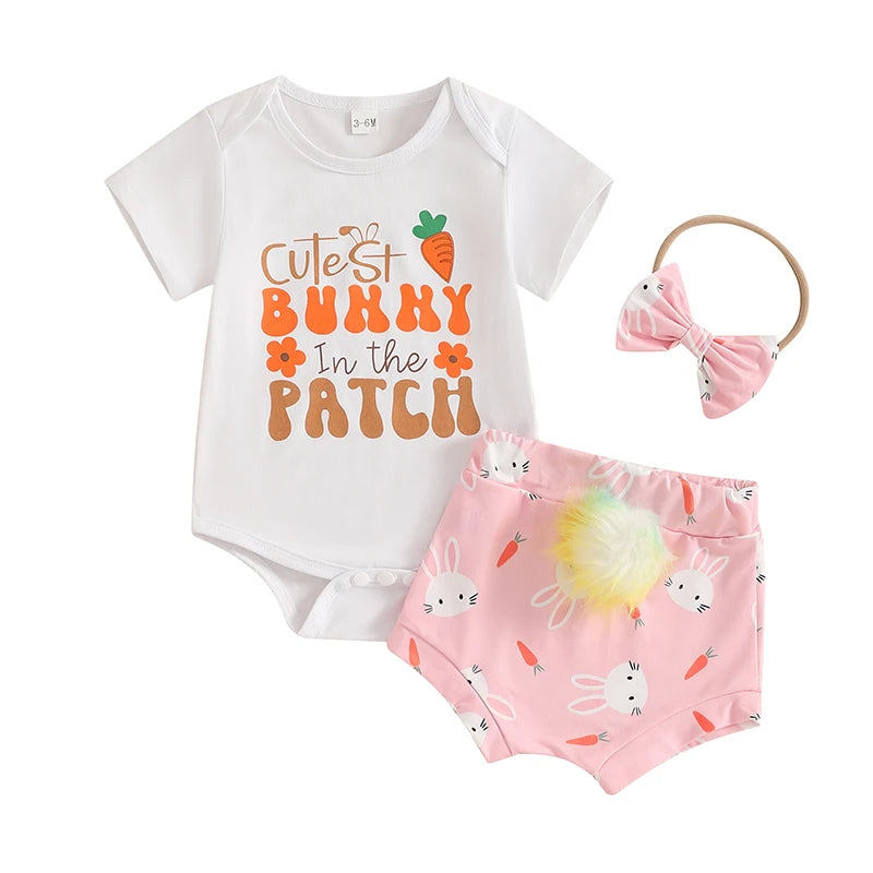 Baby Girl Bunny Print Easter Outfit Set childrensterritory