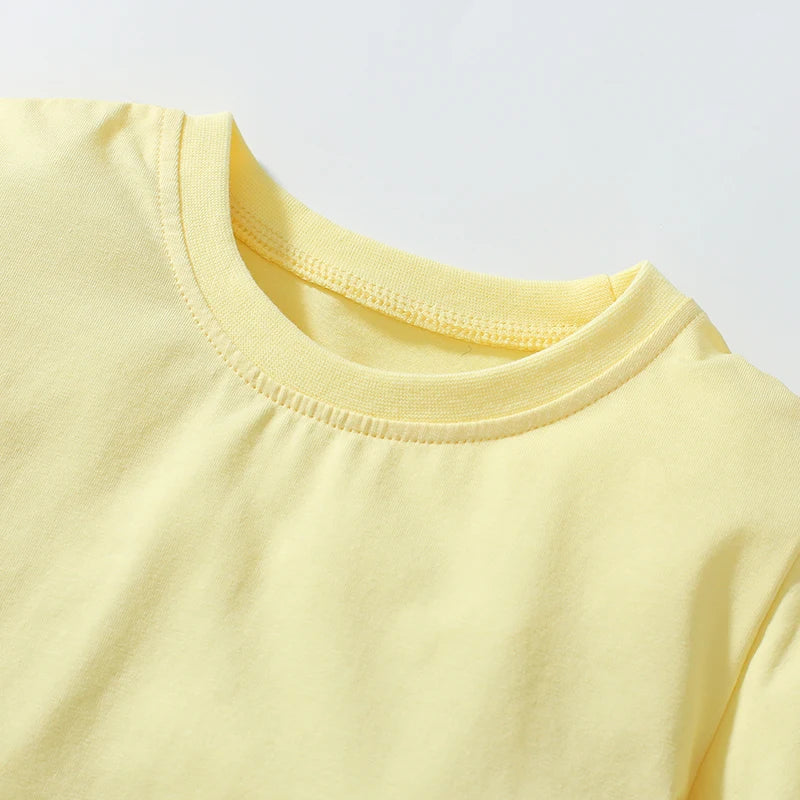 Girls Half Sleeves Summer Yellow Clothing Set childrensterritory
