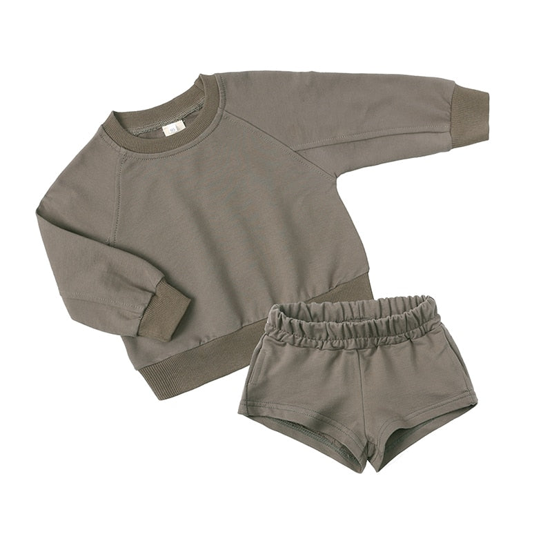 Kids Boys Girls Loose Sweatshirt with Elastic Joggers Shorts Set childrensterritory