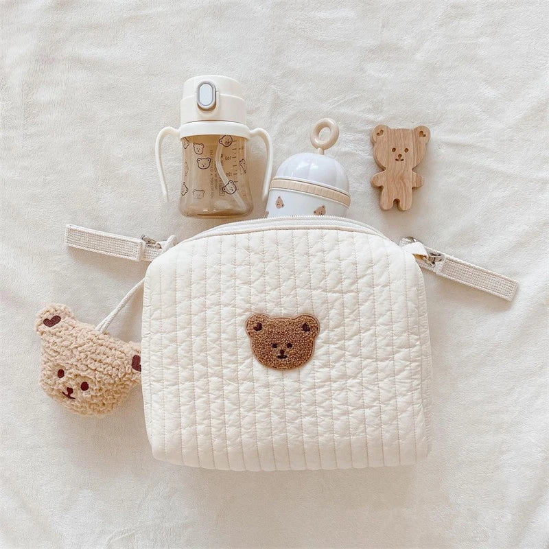 Cartoon Bear Embroidery Zipper Bags for Mommy