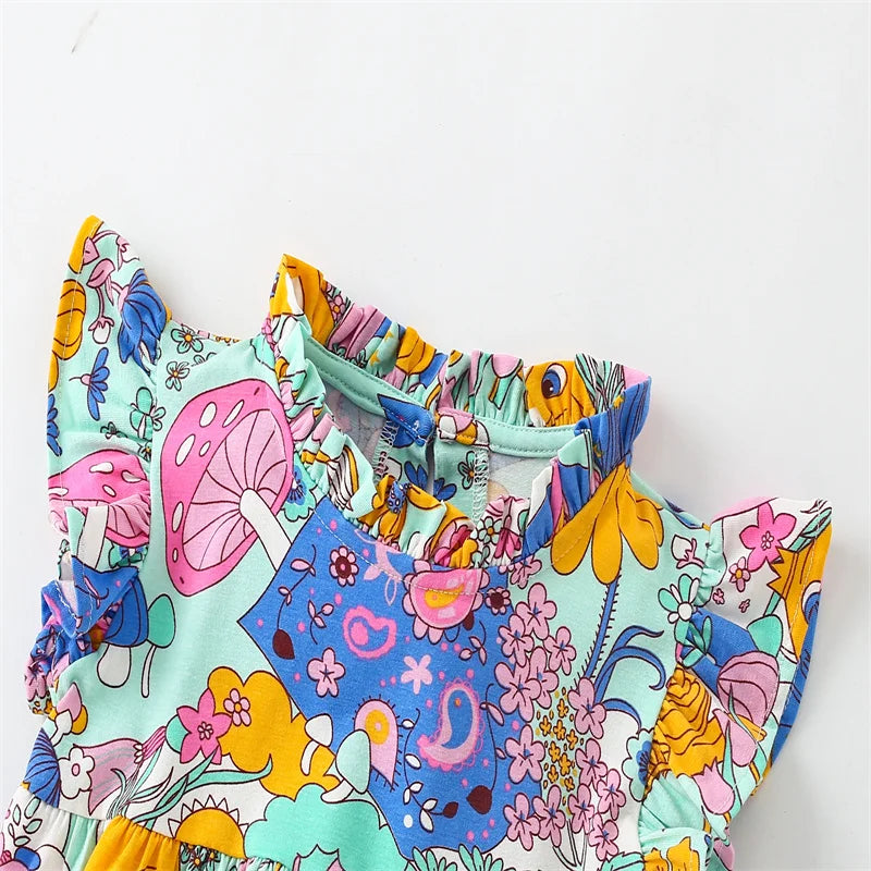 Kids Girls Cartoon Design Summer Party Dresses childrensterritory